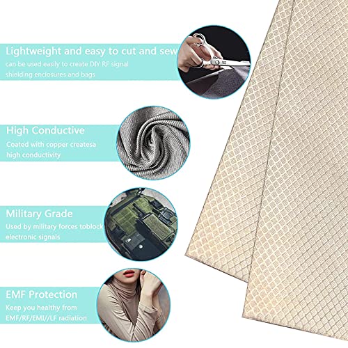 GORGECRAFT EMF-Schutzgewebe, EMI, HF- Und RFID-Abschirmung Aus Kupfergewebe 57.09x27.17 Zoll Faraday-Gewebe-Abschirmung von 10 kHz Bis 30 GHz