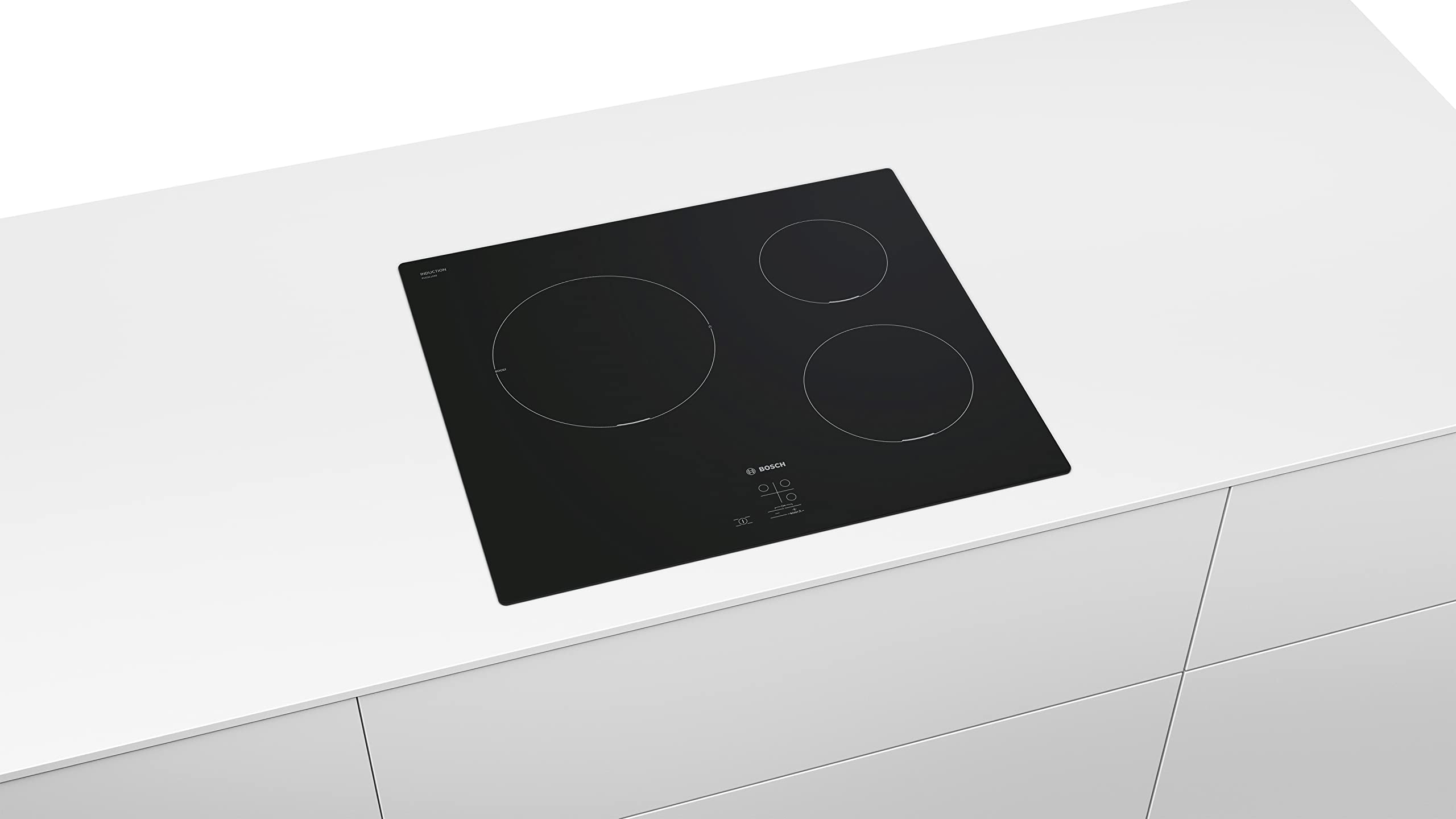 Bosch PUC611AA5E - Mesa de inducción (3 fuegos, 60 cm, potencia 4600 W), color negro | 60 cm, negro, 3 chimeneas, Quick Start