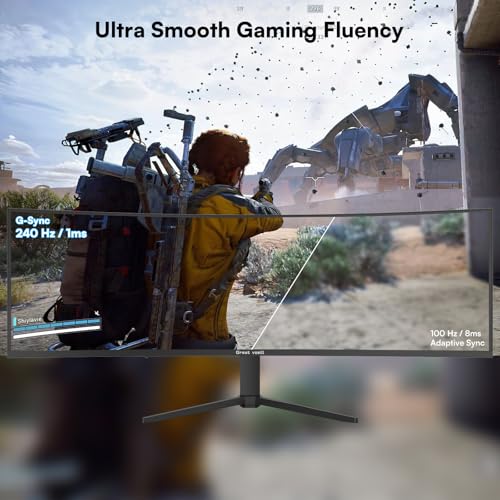 Image of Great voell 49 Inch 240Hz Curved Ultrawide Gaming Monitor, 32:9 DQHD