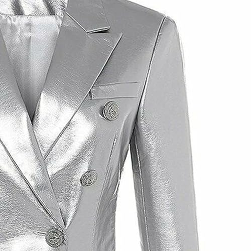 JEKE-DG Women's Blazer Collar Button Down Coat Vintage Faux Leather Coat Jacket Slim Fit Solid Outdoor Outerwear4