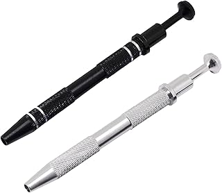 2 Pieces Piercing Ball Grabber Tool, SUNIYORS Stainless Steel Jeweler's Pick Up Tool, 4-Claw Pick up Tool Diamond Claw Tweezers for Tiny Objects Ic Chips Electronic Components (Black+Silver)