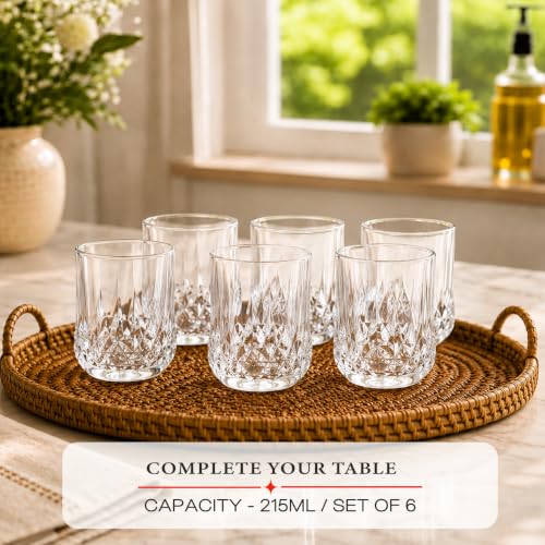 Image of CELLO Amore Rocks Glass Set of 6 Pcs, 215 ml Transparent | Leadfree Freezer & Dishwasher Safe, Toughened Glass Set for Bar, Liquor, Whiskey, Cocktail, Mocktail, Mojito & Cold Beverages