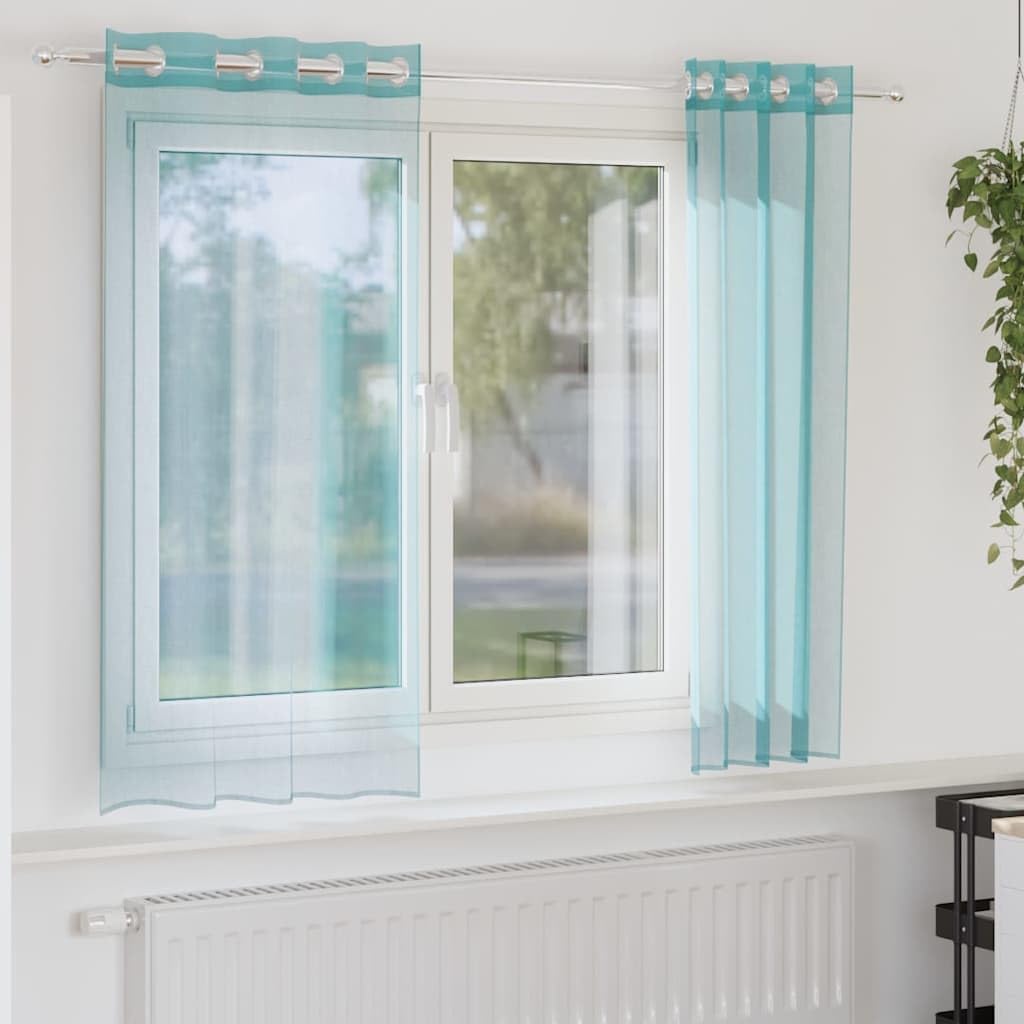AJJHUUKI Decor-Window Treatments-Curtains & Drapes-Voile Curtains with Grommets 2 pcs Turquoise