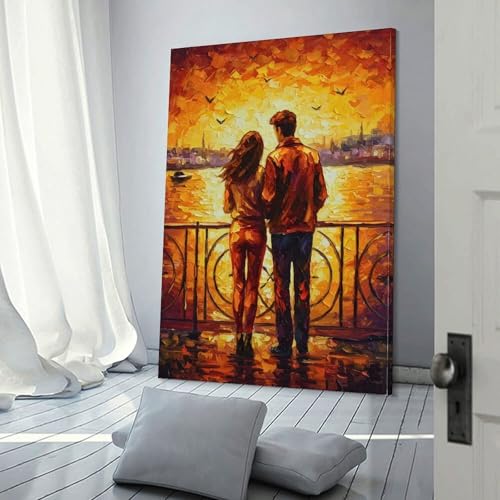 Tableau mural et peinture sur toile de paysage urbain abstrait POLIUAWS pour salon