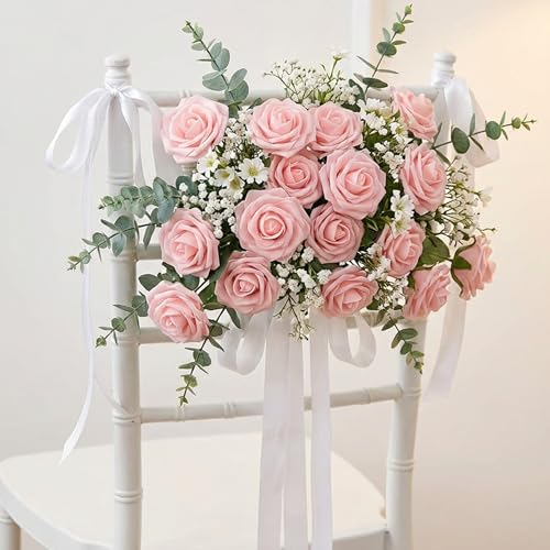 Image of 100Pcs Realistic Light Pink Artificial Rose Flower Heads, Foam Fake Roses for DIY Wedding Decorations Baby Shower Centerpieces Home Party Valentine's Day Mother's Day Decor