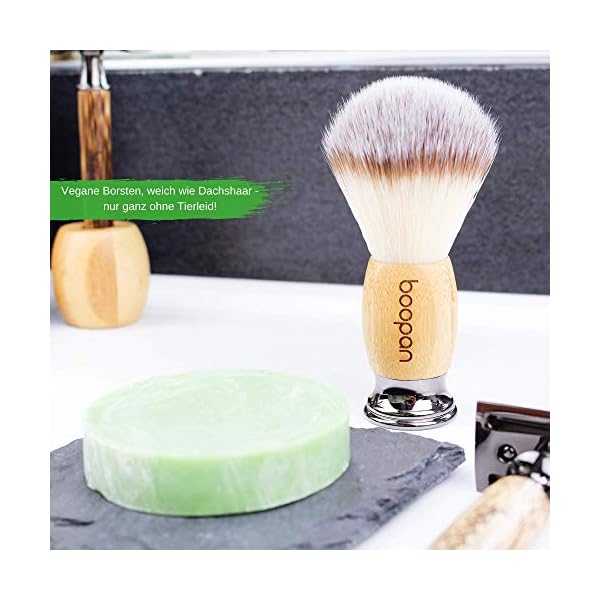 boopan® Premium Rasierpinsel vegan mit Bambus-Holz für Herren und Damen - weich wie Dachshaar - shaving brush – Bild 5