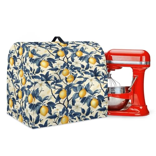 Yatixapu Stand Mixer Cover for Kitchen Aid Mixers Accessories Compatible with 4.5-5 Quart, Lemon Print Mixer Dust Cover for Stand Mixers with Pockets