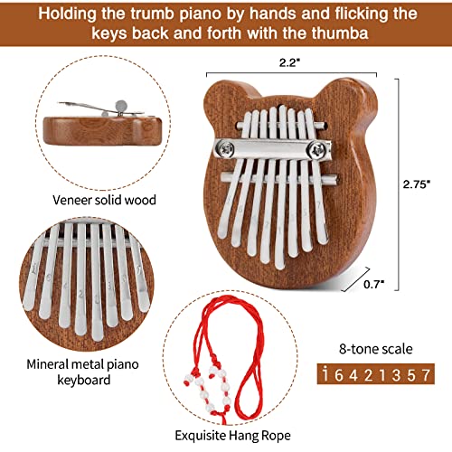 Mini piano à pouce Kalimba en forme d’ours à 8 touches en bois pour adultes, enfants et débutants - Les Beatles, Paul McCartney, John Lennon, RIngo Starr, George Harrison Mini piano à pouce Kalimba en forme d'ours à 8 touches en bois pour adultes, enfants et débutants – Image 4
