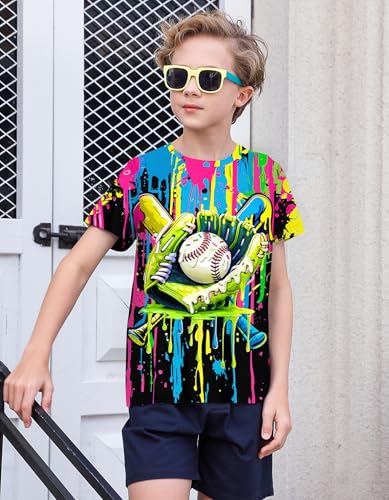 Image of 3D Graphic Short Sleeve Shirts Boys Girls Cool T-Shirt Unisex Novelty Tees for 7-12 Years Teens