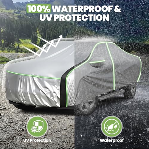 Image of Cartist Car Cover for Chevrolet Silverado Crew Cab 6.6ft Short Bed 2000-2018 4 Door, Door Zipper & Night Reflective Strips, UV Rain Snow Protection