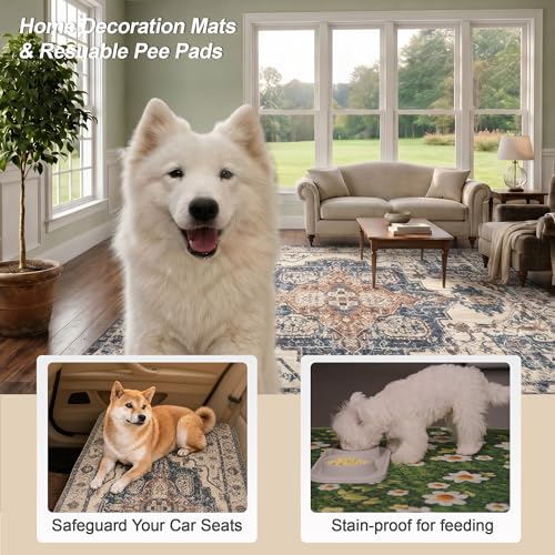 Image of Washable Pee Pads for Dogs, Reusable Puppy Potty Training Pads, Ultra-Absorbent Thick Waterproof Leak-Proof Non-Slip Pads & Mat for Crate, Playpen, Floor, Whelping & Housebreaking , 1 Pack 72 inchx72 inch