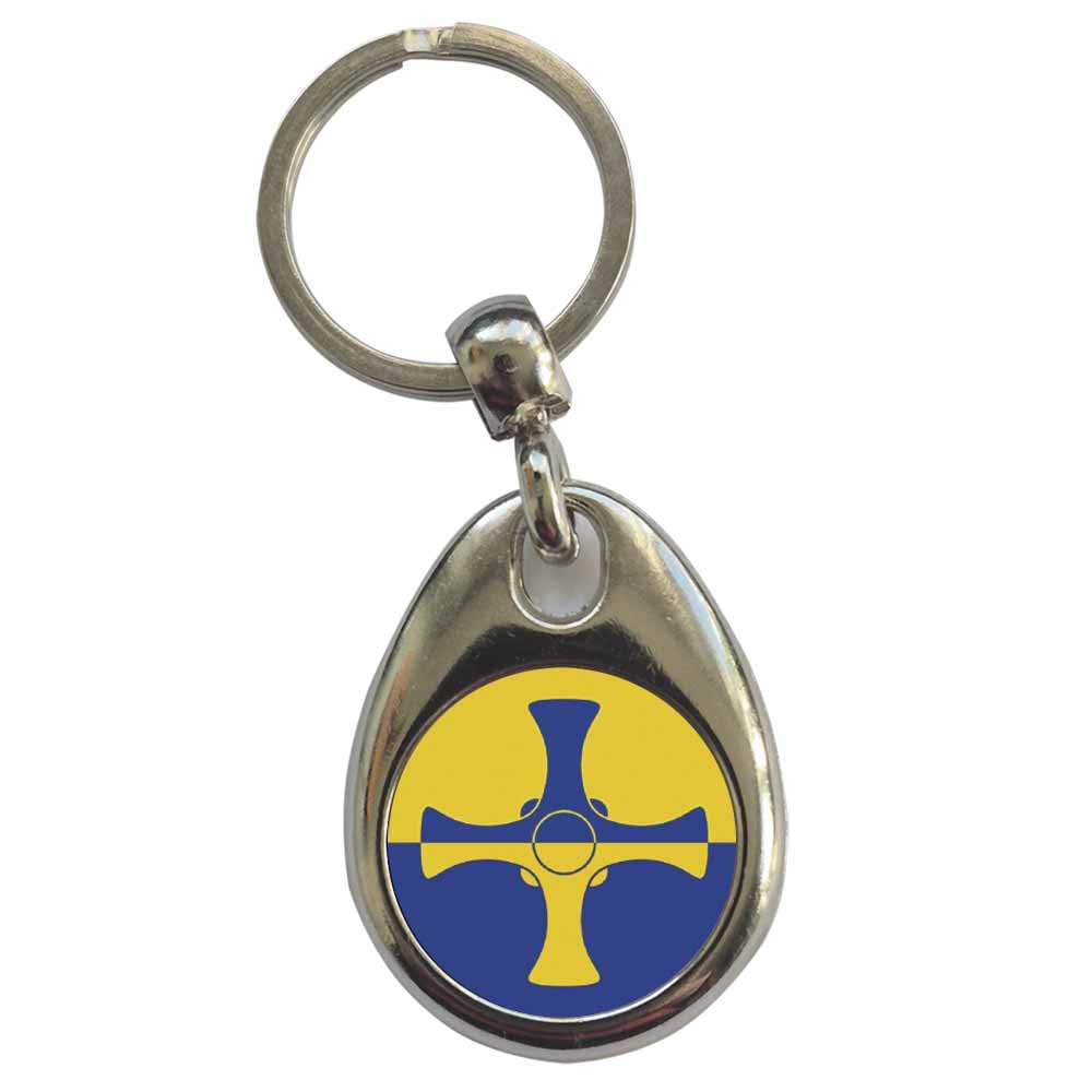 Ozorath County Durham Flag Keyring Keychain with Split Ring Attachment and Metal Key Fob