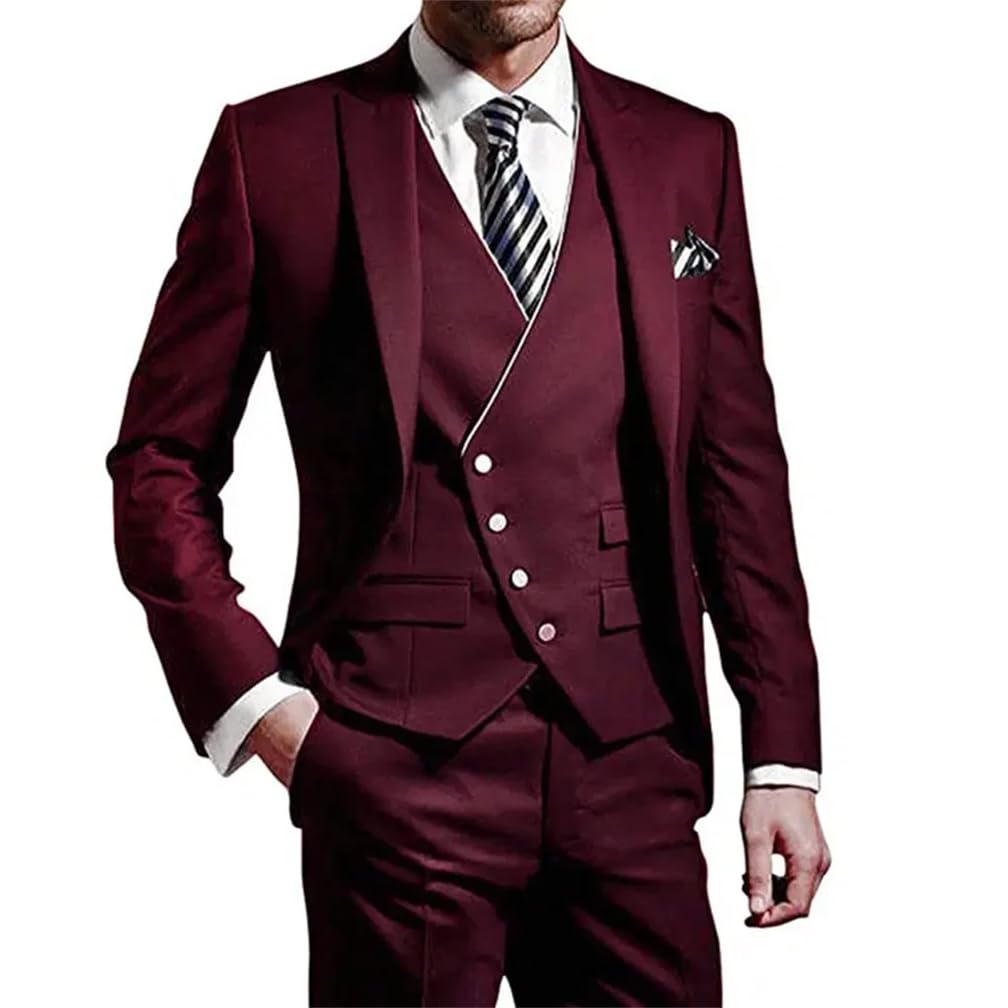 Traje de boda para hombre, 3 piezas (chaqueta, chaleco y pantalón)
