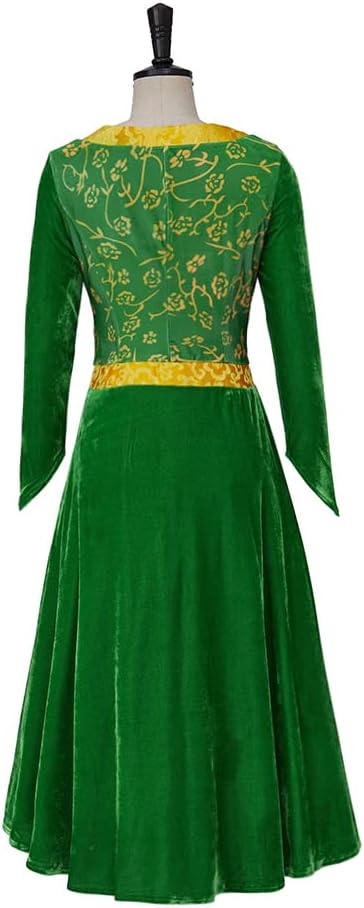 Willyacos Princess Costume Adult Women Green Velvet Cosplay Dress Halloween Outfit