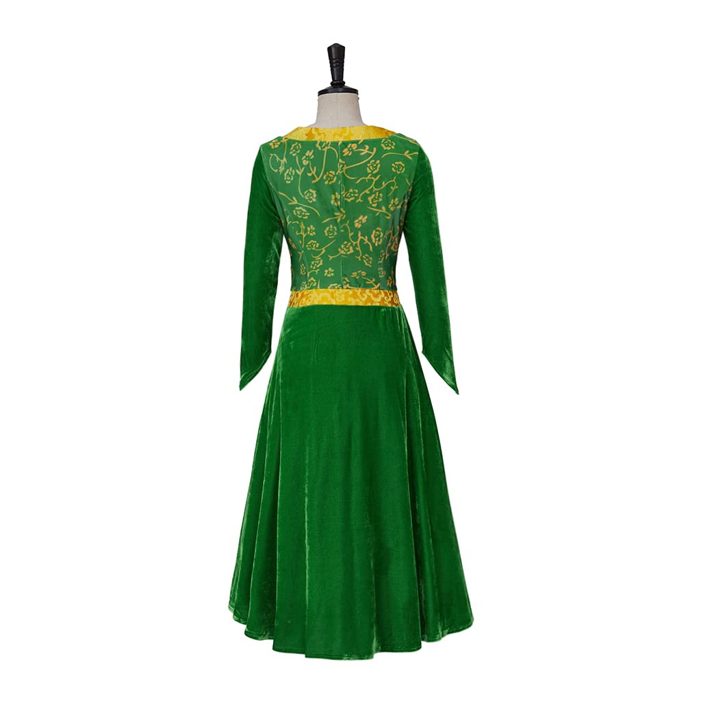Willyacos Princess Fiona Costume Adult Women Green Velvet Fiona Cosplay Dress Halloween Outfit