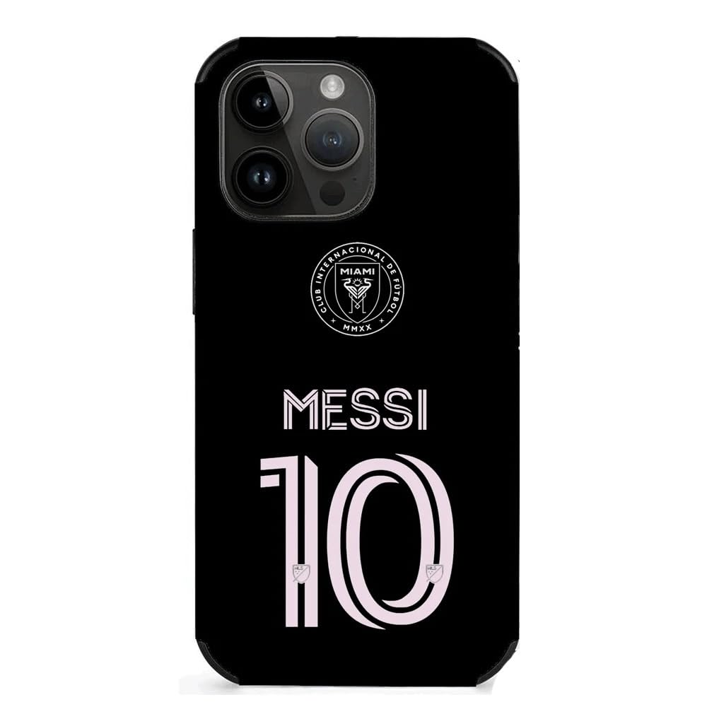 EZB Lionel Messi Themed iPhone Phone Case | Black and White Flexible Shock Absorbant Cool Phone Cover | Messi Inter Miami 10 Case (iPhone 13)