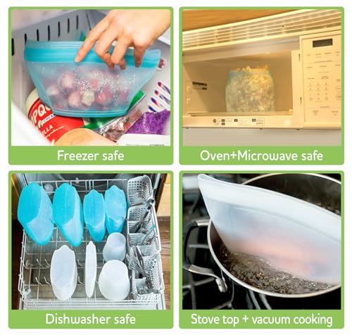 Zip Standing REUSABLE SILICONE FOOD BAG SET Reusable Silicone Food Storage Bag, Stand Up Food Storage Container, Reusable Zipper Seal Bag thumb #5