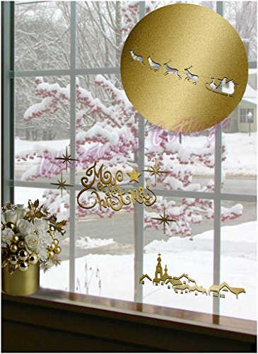 Décoration de Noël autocollant marron grand format pour sticker fenêtre et mur