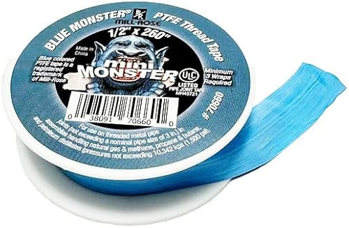 Miniatura 4 de Millrose 70660 Monster Roll Cinta de sellado de rosca de PTFE, 12 pulgada x 260 pulgadas, azul
