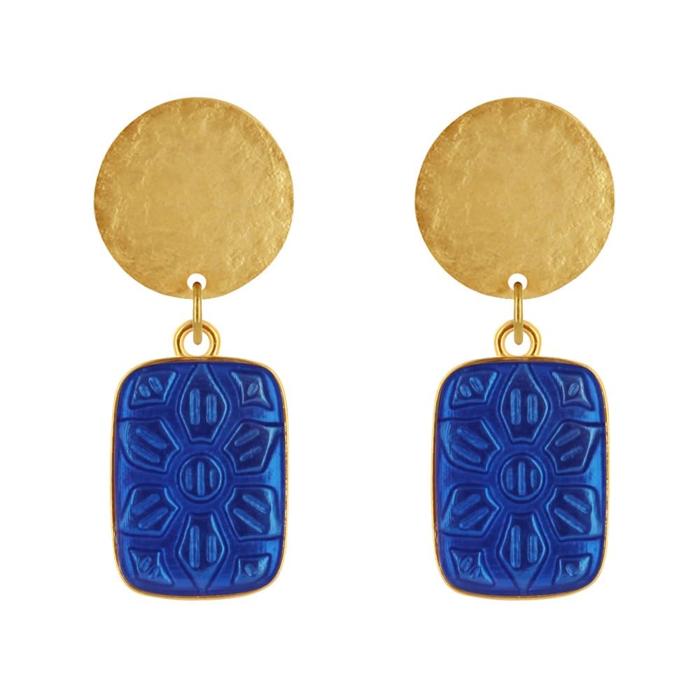 LES POULETTES BIJOUX - Boucles d'Oreilles Clip Laiton Mat Pastille Brossée et Rectangle Fleur en Résine
