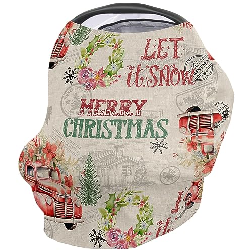 Nursing Cover for Breastfeeding Scarf, Merry Christmas Vintage Ornament Baby Car Covers Super Soft Multi Use for Canopy Shopping Cart Cover Blanket Stroller Cover