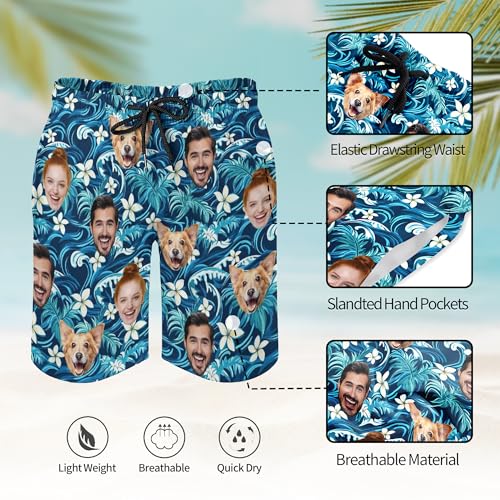 Custom Mens Swim Trunks with Face Personalized Photo Hawaiian Swim Shorts Customized Funny Beach Board Shorts3