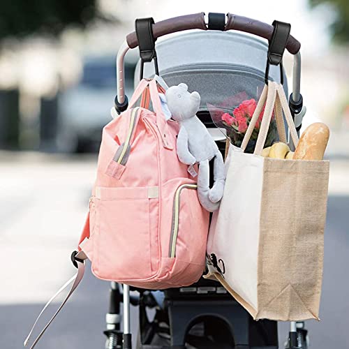 Kinderwagen Haken Clips,2 Stück Buggy-Clips Träger Kinderwagen Haken,Kinderwagen Taschenhalter aus Leder,bag hooks for stroller,kinderwagen clips,Kinderwagen haken für taschen,rucksack (Schwarz)