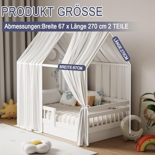 Dosel de muselina blanco para cama infantil de 67 x 270 cm 3