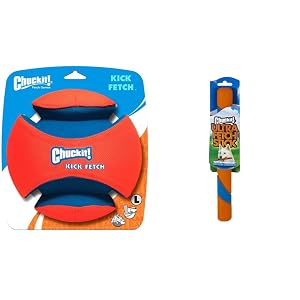 Chuckit Kick Fetch Ball Dog Toy Large 8 Inch and Chuckit Ultra Fetch Stick Outdoor Dog Toy for