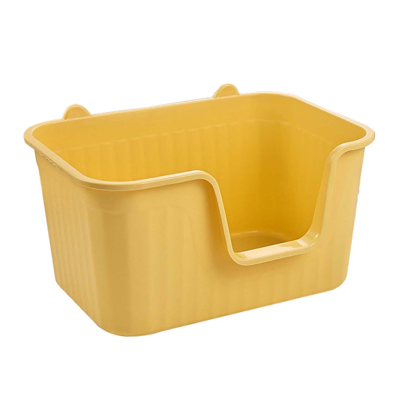 Colcolo Offene Haustiertoilette, Katzentoilette, spritzwassergeschützt, langlebig, leicht zu reinigen, für Katzen, Kätzchen, Töpfchen, Toilette, hohe Seiten, Gelb L