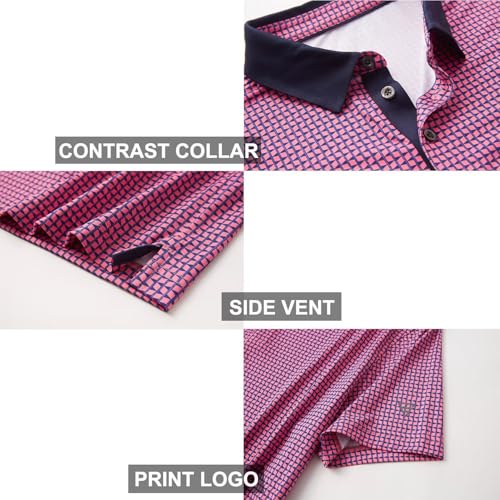 Image of Golf Shirts for Men Dry Fit Short Sleeve Print Performance Moisture Wicking Polo Shirt