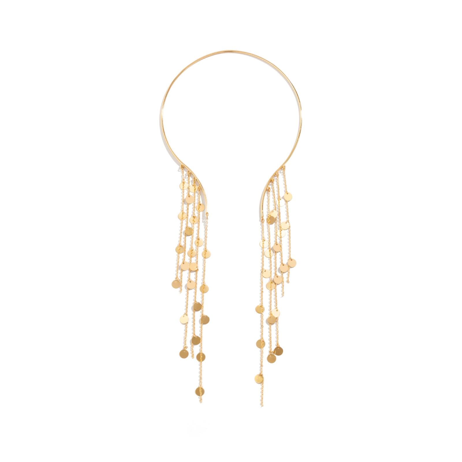 Collar de perlas exageradas con borlas largas de lentejuelas y estrella 7