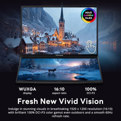 Image of ASUS Zenbook Duo 2-in-1 14 inch WUXGA OLED AI Touchscreen Laptop, Intel Ultra 9-285H, 32GB LPDDR5X, 5TB Storage (4TB SSD&1TB Dock), Intel Arc 140V, Magnetic Backlit Keyboard, Light, Wi-Fi 7, Win 11, Gray