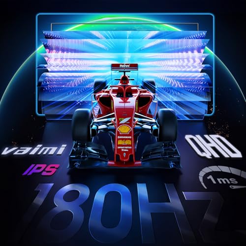 Image of 27 Inch QHD 2560 x 1440p IPS Gaming Monitor, 2K 180Hz 1ms PC Screen, DP 1.4 x 2, HDMI 2.0 x 2, FreeSync (Adaptive-sync), 138% sRGB, HDR 300, Eye Care, VESA Mount, Vertical Compatible