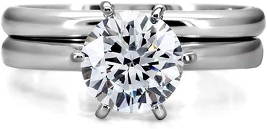 MABELLA Stainless Steel Cubic Zirconia Round Cut Classic Women's Wedding Engagement Bridal Ring Set - Image 3