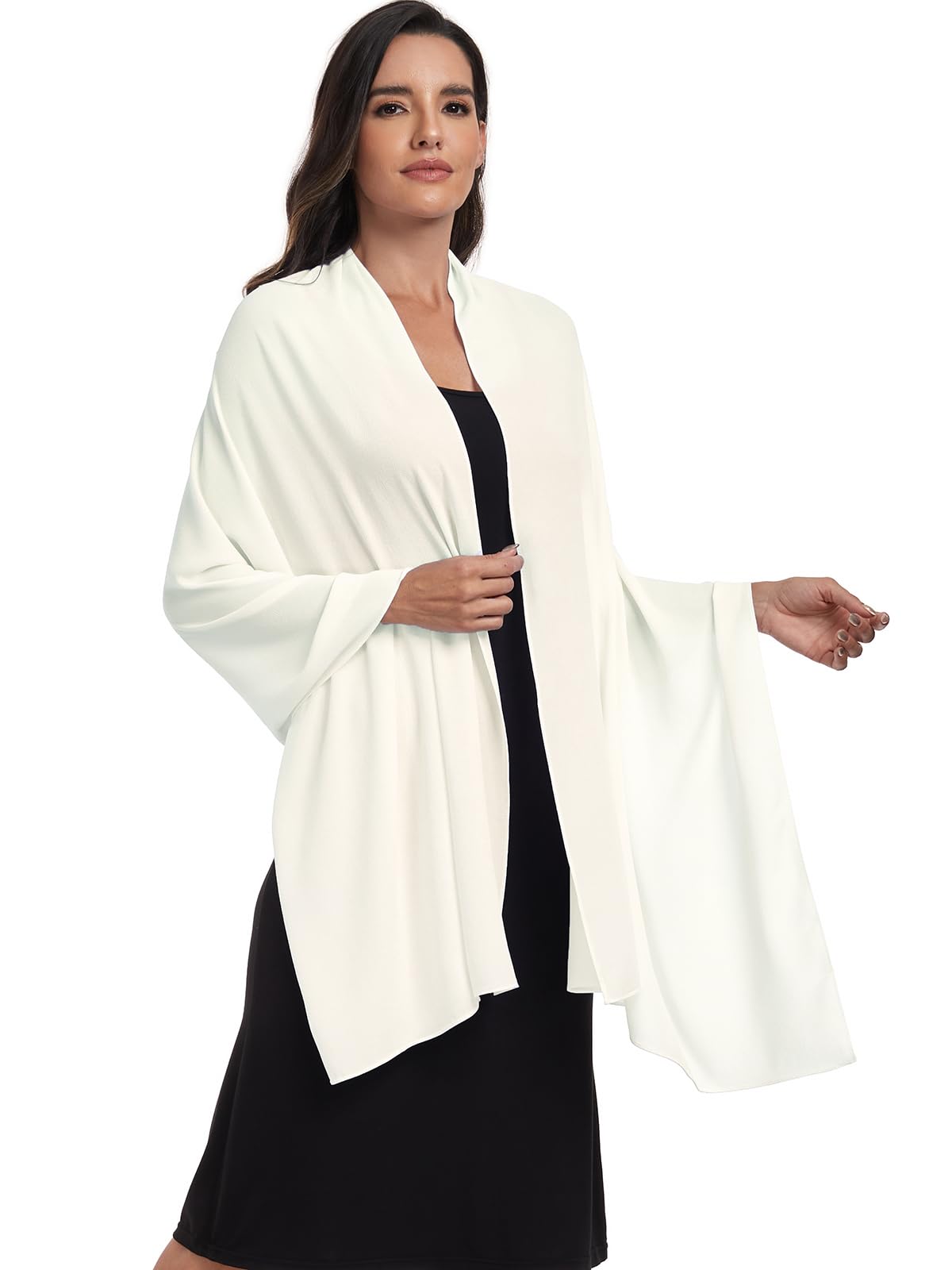 olyrjie Chiffon Shawl and Wraps for Women Warm Scarves Wedding Evening Bridal Scarfs Pashmina Shawls, Ivory, One Size