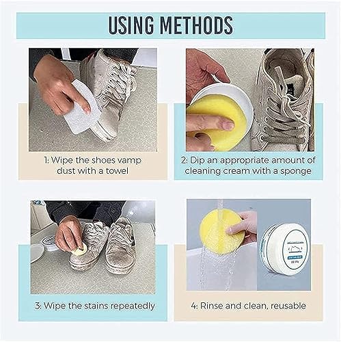 Image of Generic White Shoe Cleaning Cream | Sneaker Stain Cleaning Cream | Shoe Whitening Cleansing Tool, Whitening and Yellowing Maintenance for White Shoes, Leather, Sports Shoes, Leather Bags-260GM