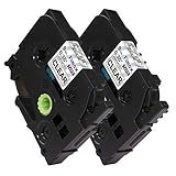 Compatible P-Touch Label Tape TZ TZe-121 TZe 121 TZ-121 Standard Laminated Compatible Brother Ptouch PT-D210 PTH110 PTD400AD PT-P700 PTD600 Labeler, 3/8 inch (9mm) Black on Clear, 26.2 Feet, 2-Pack