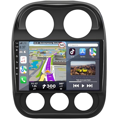 Car Radio for Jeep Patriot Compass 2010-2016: 4GB+64GB Android 14 Head Unit with Wireless CarPlay Android Auto - 10.2 inch Touchscreen Stereo GPS Navigation Bluetooth WiFi