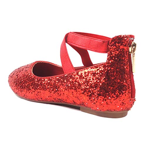 Nova Utopia Toddler Little Girls Dress Ballet Elastic Ankle Strap Flat Shoes,Nf Utopia Girl Nfgf316 Redglitter 11 #TOP2