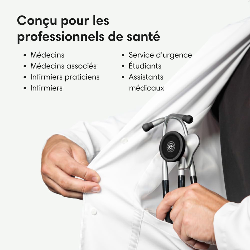 Stéthoscope numérique digital CORE 500™ - Amplification x40, suppression active du bruit, ECG à 3 dérivations, IA certifiée par la FDA avec Eko+, affichage couleur