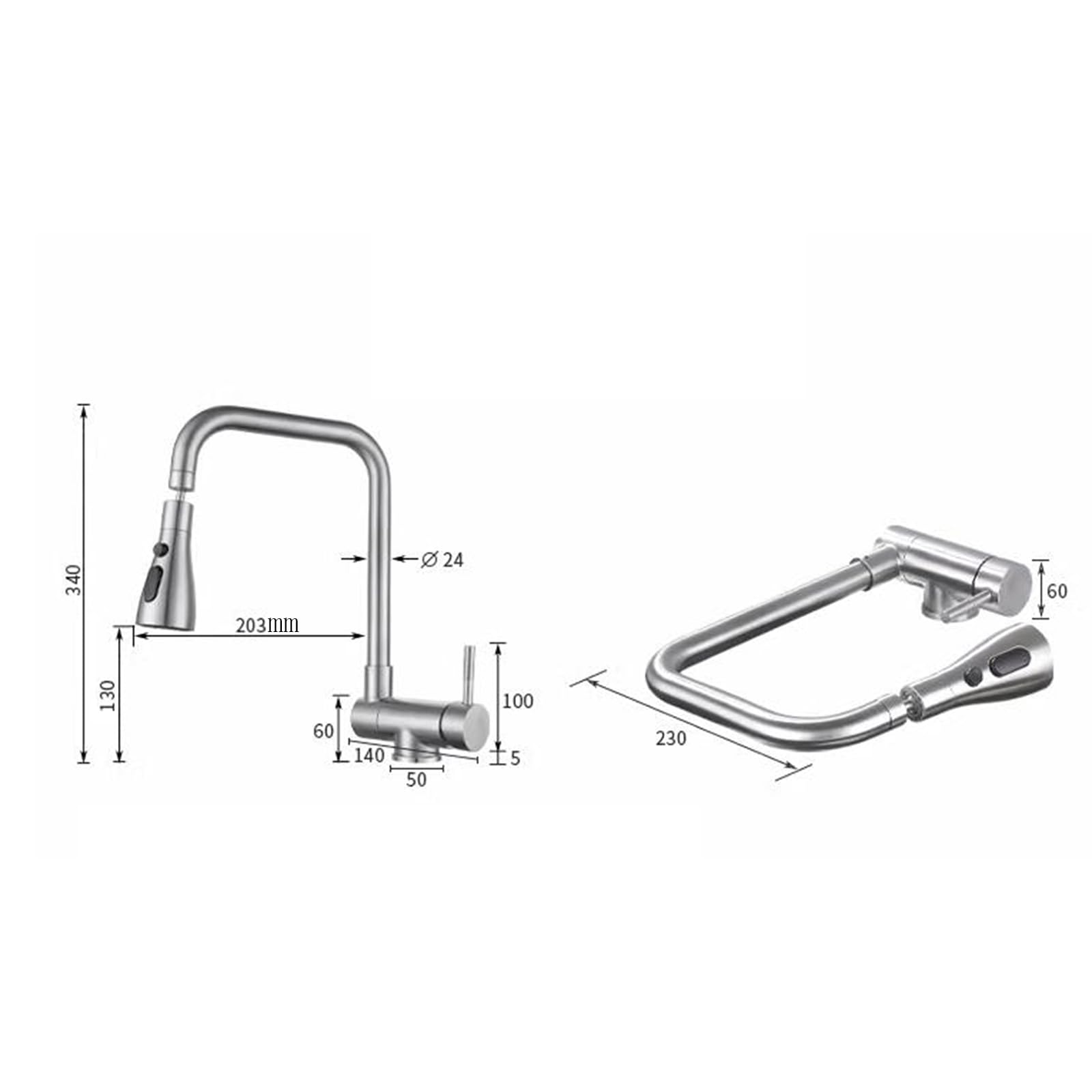Grifo Abatible para Ventana de Cocina, Giratorio de Acero Inoxidable, 3 Modos, Mango Único, Orificio Único para Fregadero - Negro