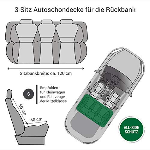 Doctor Bark 3-Sitz-Autoschondecke für die Rückbank - All-Side Schutz - passend für alle Kombis und SUVs (S | 3er Sitz, Grau)