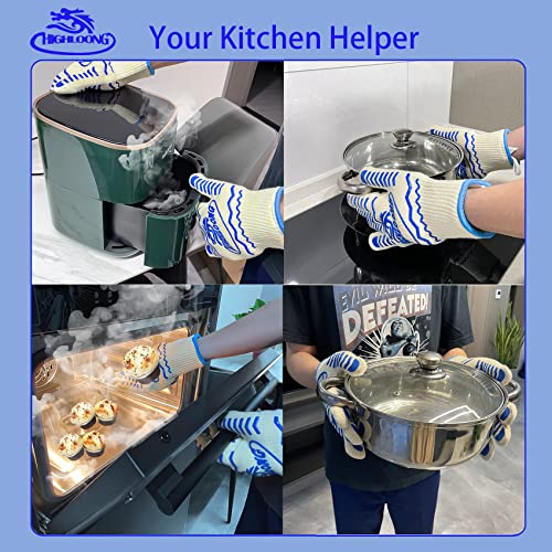 Image of BBQ Grill Gloves Heat Resistant, 1472℉ Heat Resistance Fireproof Glove for Grilling Smoking Barbecue Oven Mitts Extreme Hot Proof Mittens for Kitchen Cooking Baking