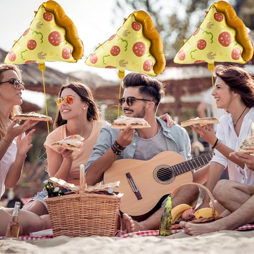 Image of 3pcs Pizza Balloons, 23 inch Sausage Pizza Slices Foil Balloon for Pizza Birthday Party Supplies Baby Shower Funny Party Decoration