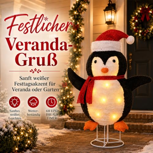 Mini LED Pinguin 77cm Weihnachtsdeko,Beleuchtete Weihnachtsdekorationen Zusammenfaltbar mit 40 LED-Lichter… – Ansicht 5