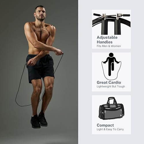 Miniatura 8 de Cuerda de velocidad clásica de acero de 10 pies para hombres y mujeres, cuerda de saltar ajustable para entrenamiento cardiovascular, artes