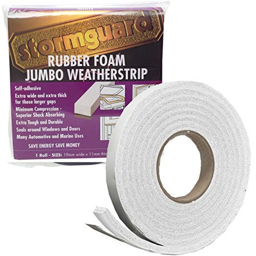 STORMGUARD 05SR6843053W Rubber Foam Jumbo Draught EXCLUDER WEATHERSTRIP Seal 3.5M White, 3.05M
