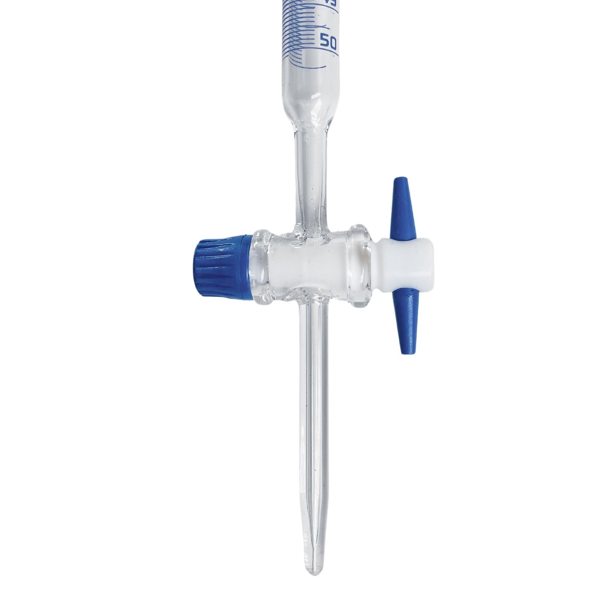 50mL Klasse A Bürette, Borosilikatglas mit PTFE-Hahn - ISO 385 Zertifiziert für präzise Titration