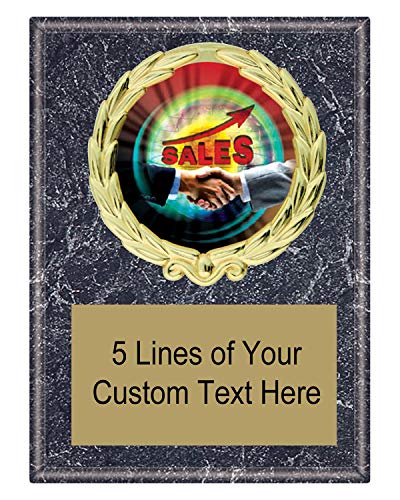 Express Medals 5x7 Black Marble Color Top Sales Salesperson Plaque Award Trophy with Engraved Plate MY4